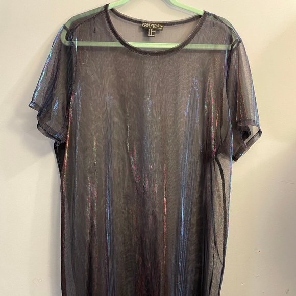Plus Iredesence Multi-coloured sheer dress - Picture 1 of 3